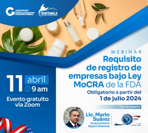 Webinar: Requisito de registro de empresas bajo Ley MoCRA de la FDA