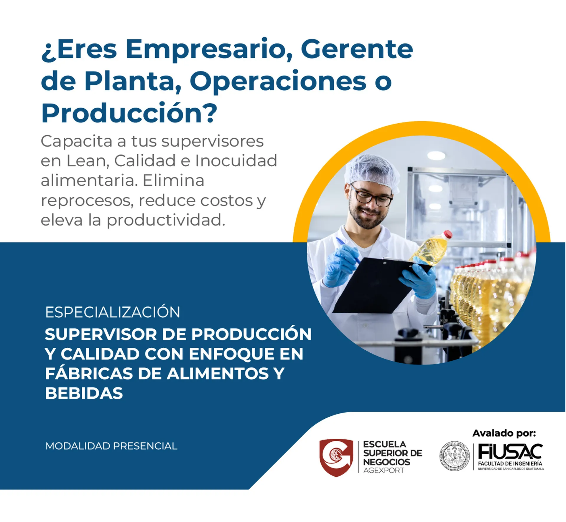 supervisor en producción y calidad con enfoque en fábricas de alimentos y bebidas